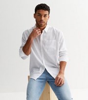 New Look White Linen Blend Long Sleeve Shirt